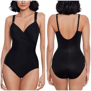 Miraclesuit NWOT Razzle Dazzle Siren One Piece Swimsuit Size 12 Black Underwire